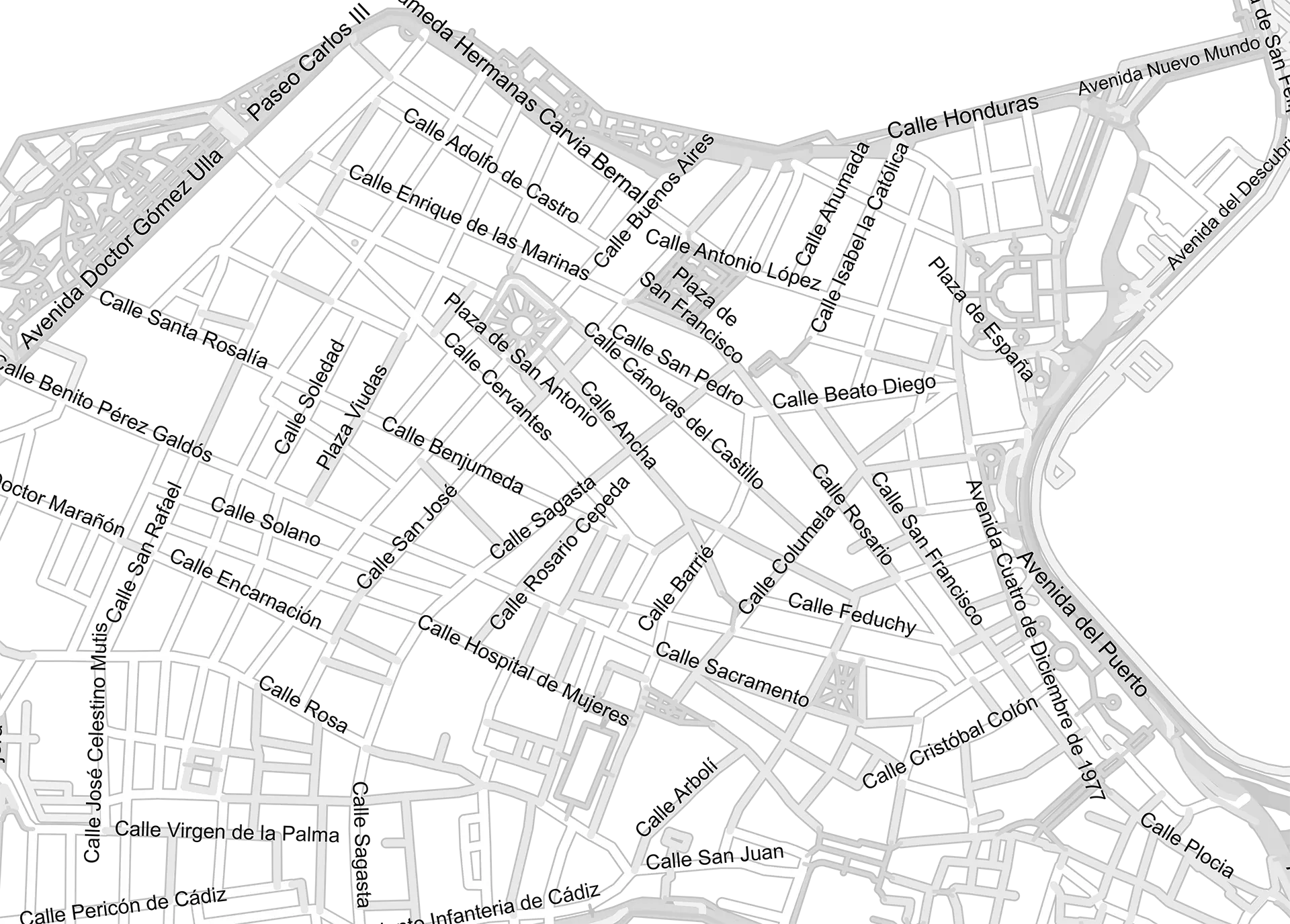 Mapa ciudad de Cádiz ampliado